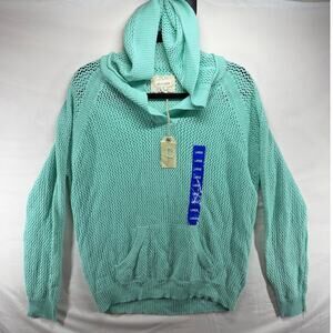shirt•469 NWT Women's Size Large Mint Green Open Knit Hoodie
